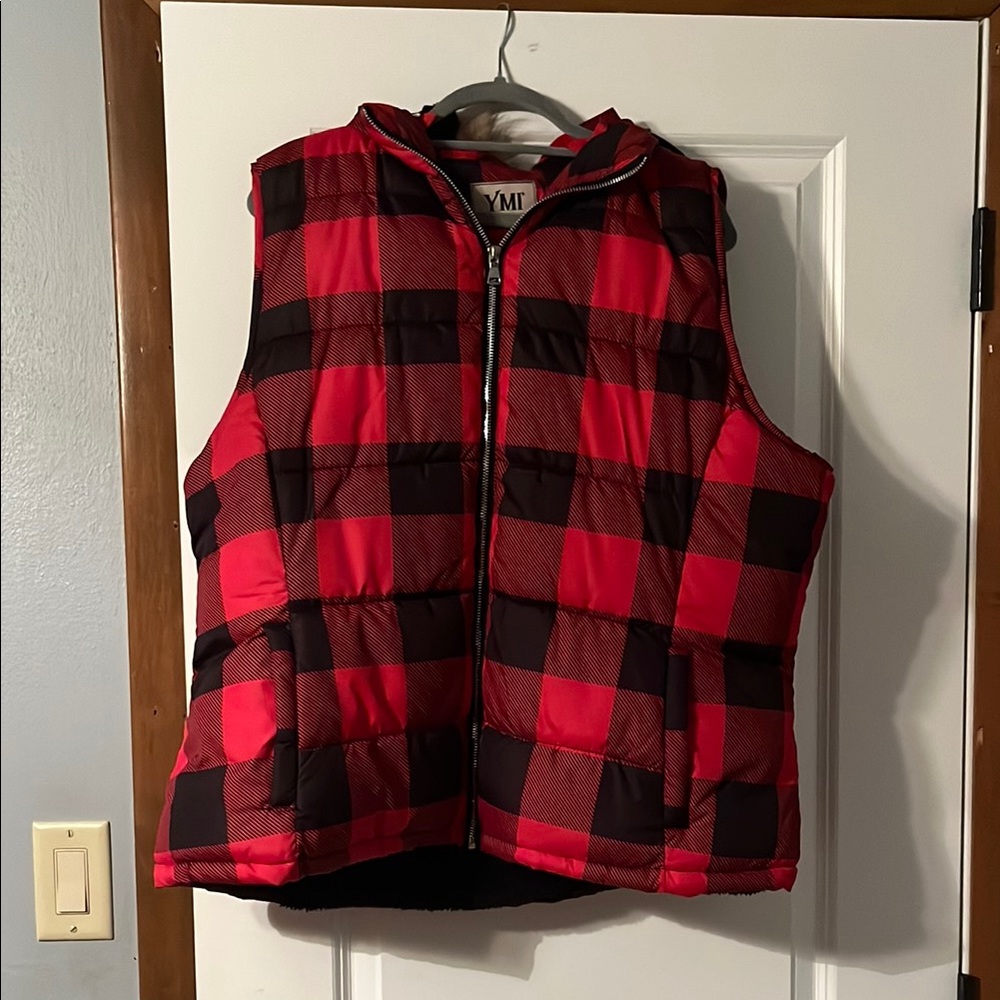 YMI Red and Black Checkered Vest